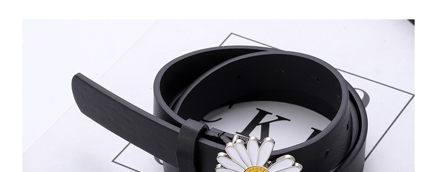 Fashion Black-single Daisy Small Daisy Flower Thin Belt,Thin belts