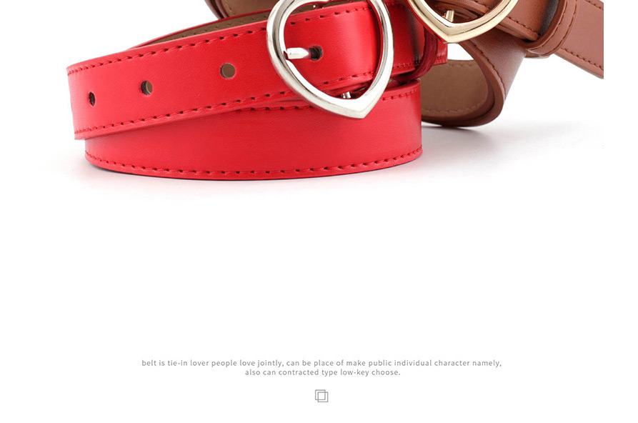 Fashion Coffee-silver Buckle Heart-shaped Heart Buckle Belt,Thin belts