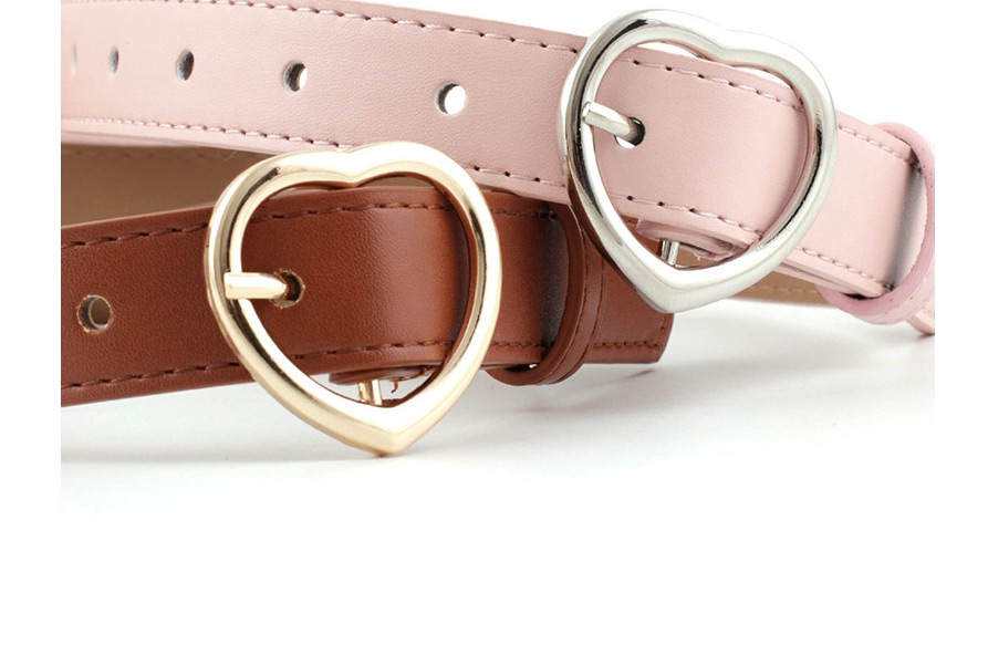 Fashion Camel-gold Buckle Heart-shaped Heart Buckle Belt,Thin belts