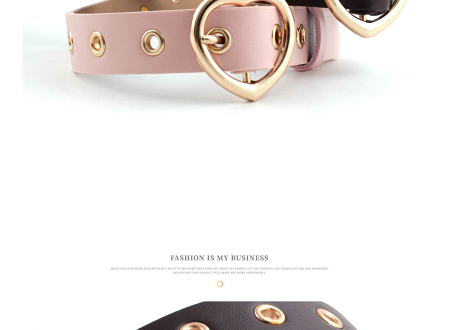 Fashion Brown Peach Heart Button Air Eye Belt,Wide belts