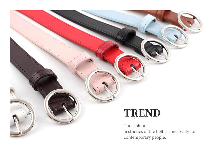 Fashion Red-gold Buckle Pu Buckle Belt With Round Buckle,Wide belts
