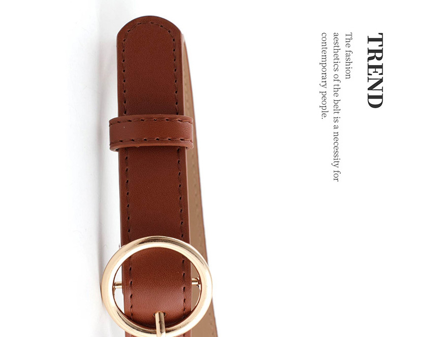 Fashion Black-gold Buckle Pu Buckle Belt With Round Buckle,Wide belts