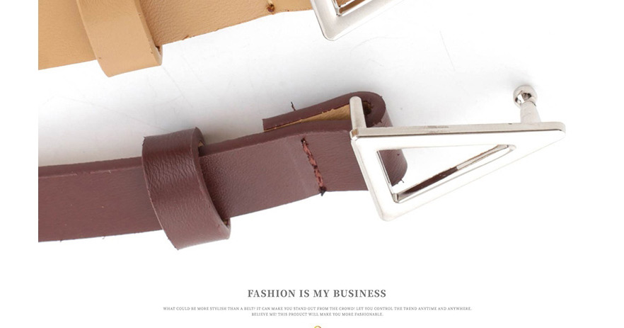 Fashion Brown Silver Triangle Buckle Snap Belt,Thin belts