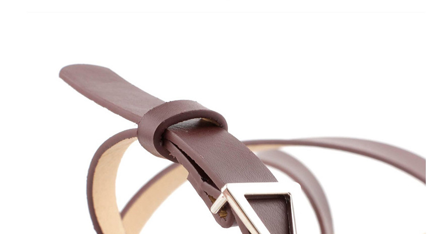 Fashion Brown Silver Triangle Buckle Snap Belt,Thin belts