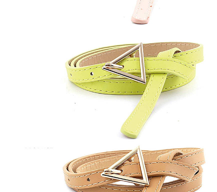 Fashion Khaki Triangle Buckle Thin Belt,Thin belts
