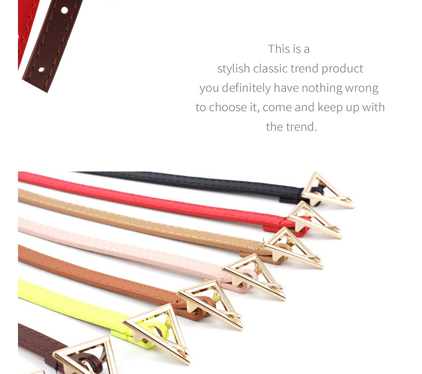 Fashion Khaki Triangle Buckle Thin Belt,Thin belts