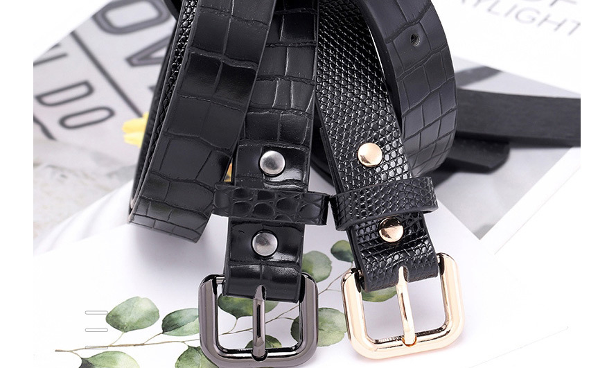 Fashion Gold Buckle-black Stone Lizard Pin Buckle,Wide belts