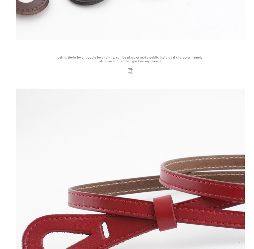 Fashion Red-brown Knotted Thin Belt,Wide belts