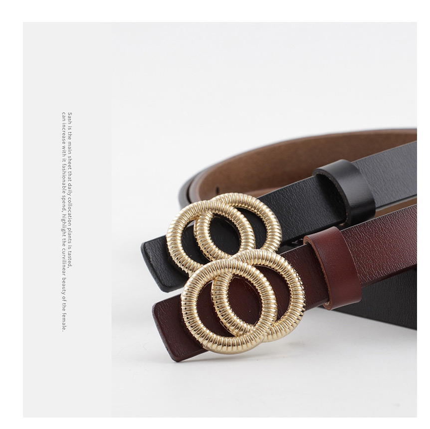 Fashion Red Double Buckle Buckle Thin Belt,Thin belts