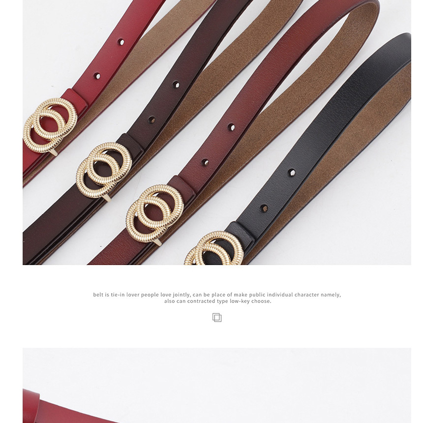 Fashion Red Double Buckle Buckle Thin Belt,Thin belts