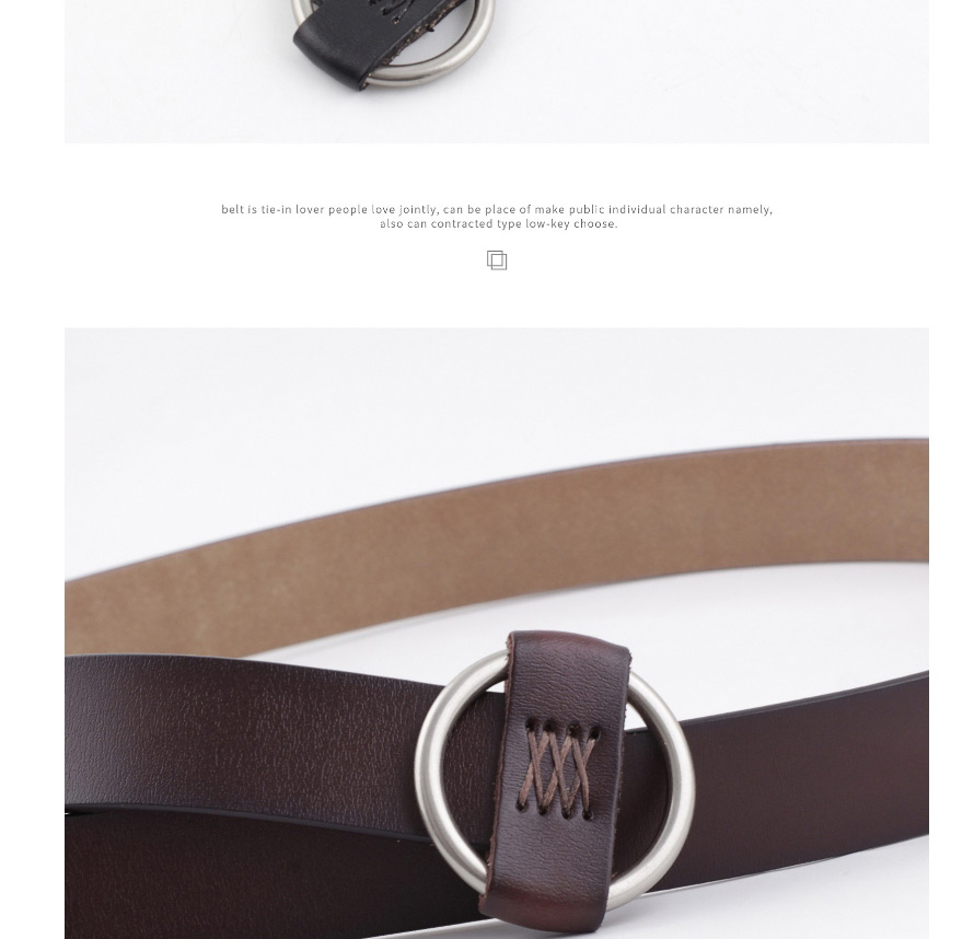 Fashion Camel Round Buckle Needle-free Punch-free Smooth Buckle Belt,Wide belts