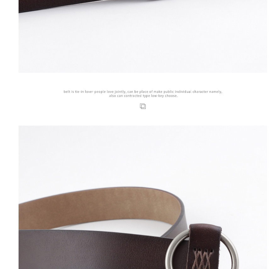 Fashion Brown Round Buckle Needle-free Punch-free Smooth Buckle Belt,Wide belts