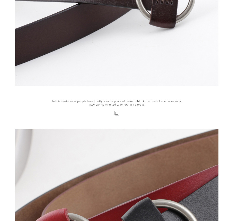 Fashion Brown Round Buckle Needle-free Punch-free Smooth Buckle Belt,Wide belts