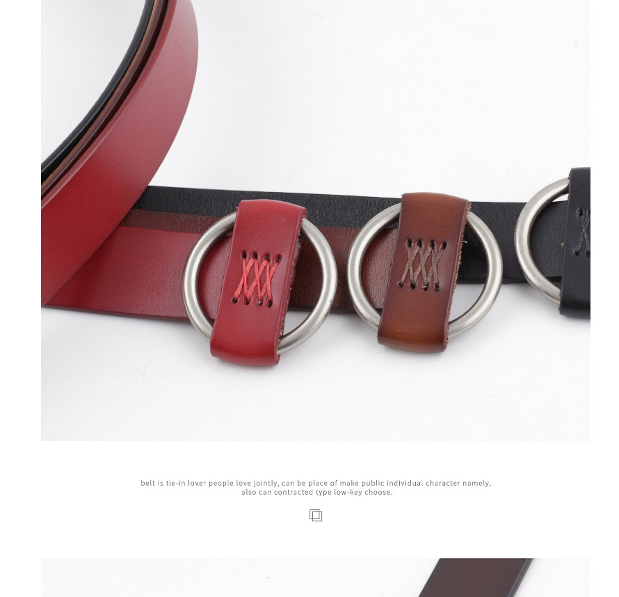 Fashion Black Round Buckle Needle-free Punch-free Smooth Buckle Belt,Wide belts