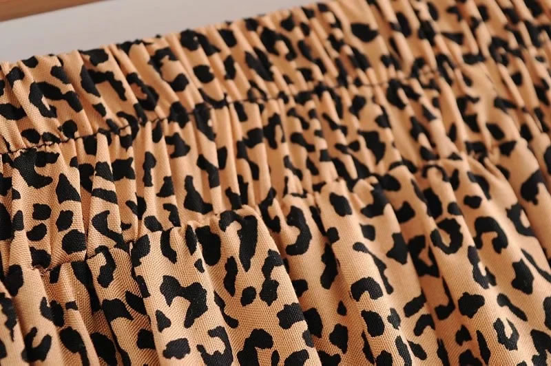 Fashion Leopard Print Leopard Print Elastic Waist Skirt,Skirts