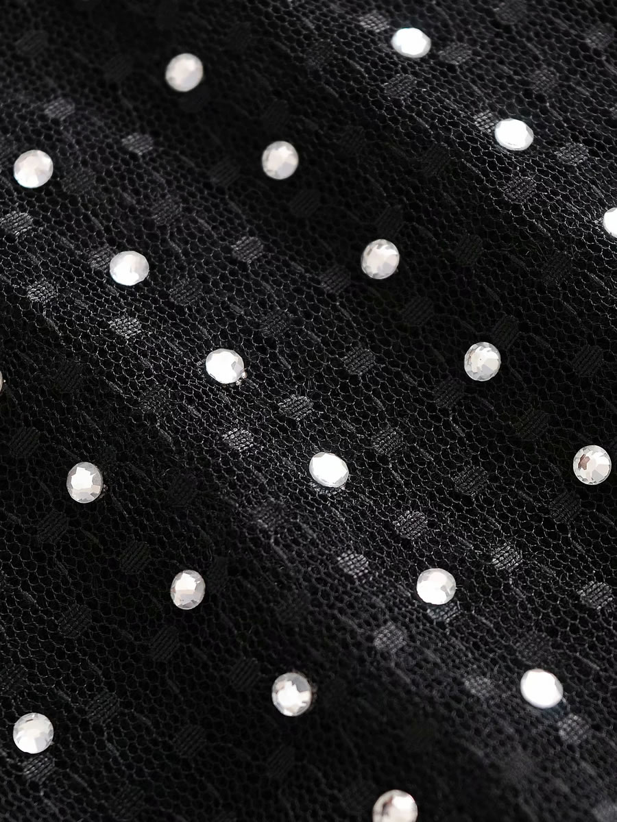 Fashion Black Hot Stitching Stitching Perspective Sweater,Sweater