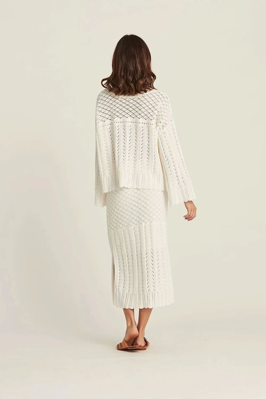 Fashion White Knitted Mesh Elastic Tether Skirt,Skirts