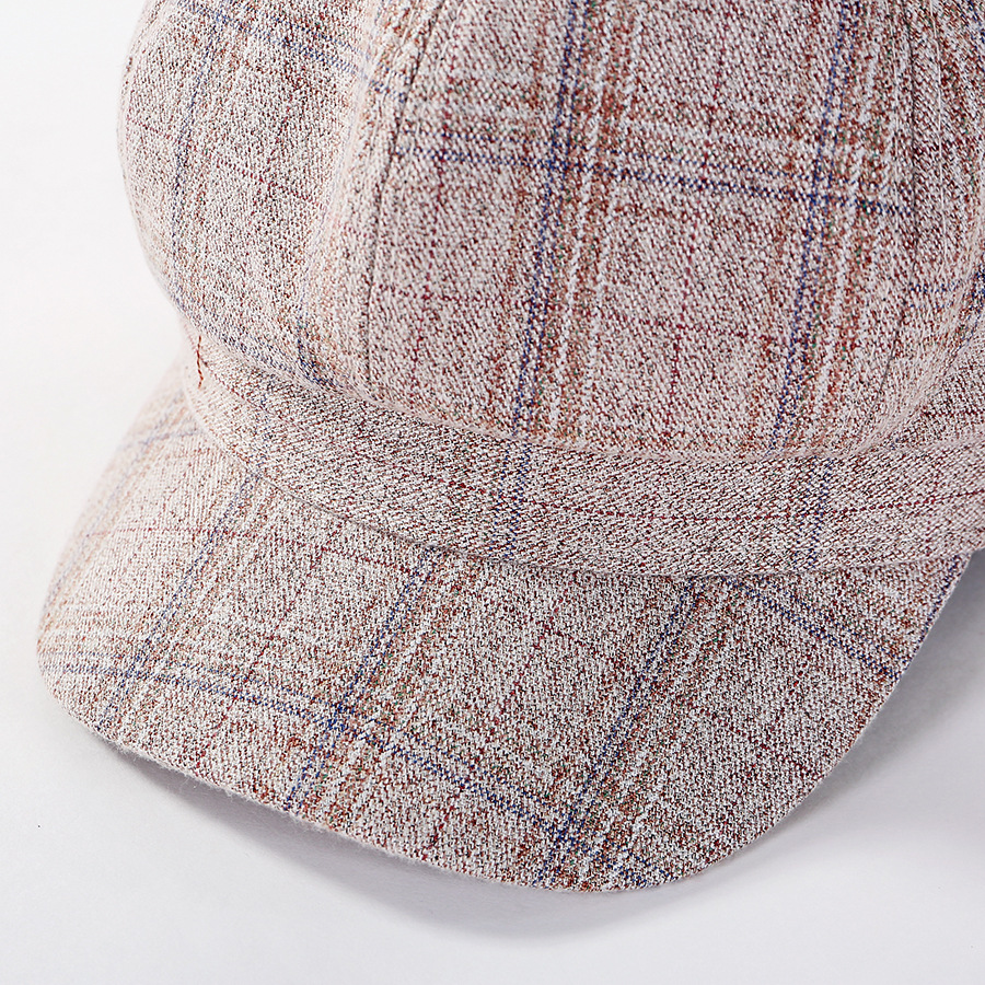 Fashion Wine Red Plaid Cotton Octagonal Cap,Beanies&Others