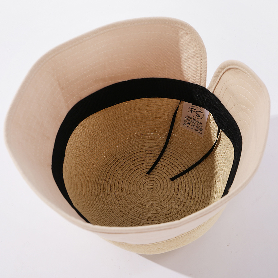 Fashion Tender Green Straw Stitching Sunscreen Shading Split Fisherman Hat,Sun Hats
