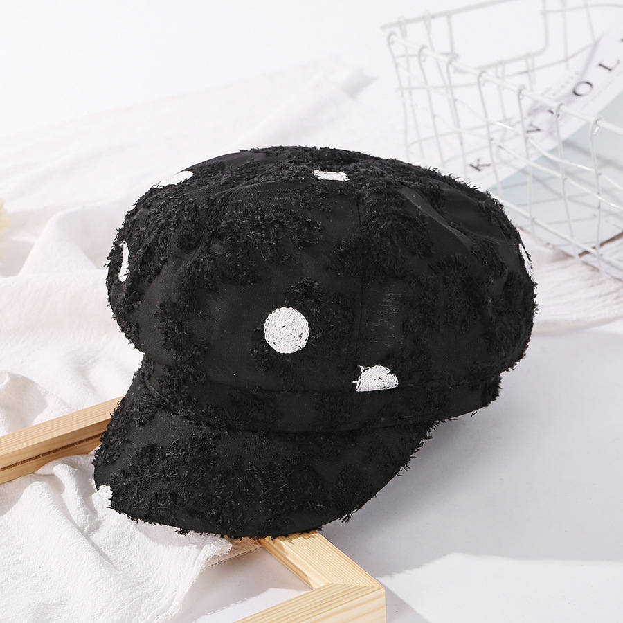 Fashion Black Big Polka Dot Octagonal Hat,Beanies&Others