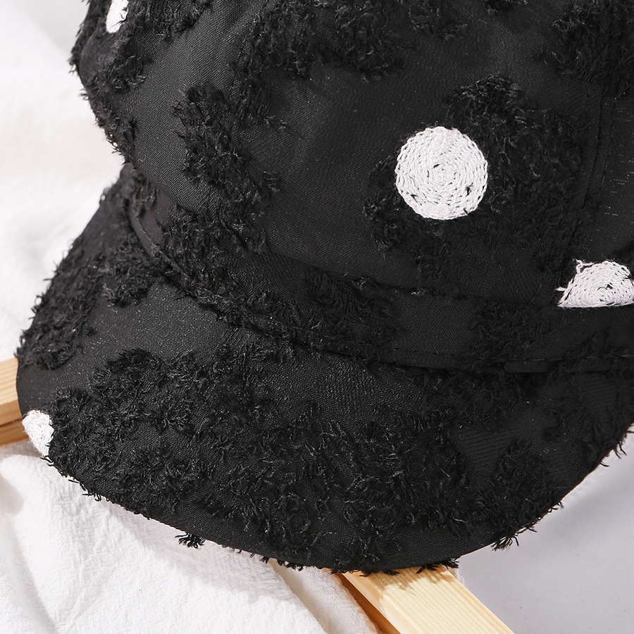 Fashion Black Big Polka Dot Octagonal Hat,Beanies&Others