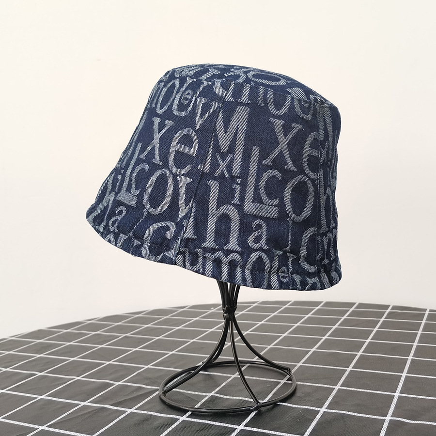 Fashion Denim Navy Letter Stitching Hat Body Fisherman Hat,Sun Hats