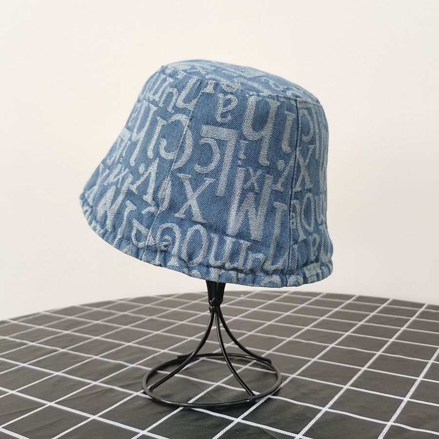 Fashion Denim Blue Letter Stitching Hat Body Fisherman Hat,Sun Hats