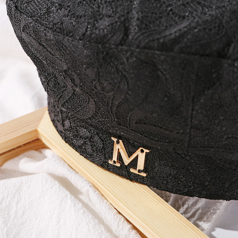 Fashion Black Lace Alphabet Embroidery Thin Breathable Beret,Beanies&Others