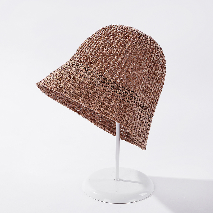 Fashion Khaki Light Plate Knitted Solid Color Sunscreen Fisherman Hat,Sun Hats