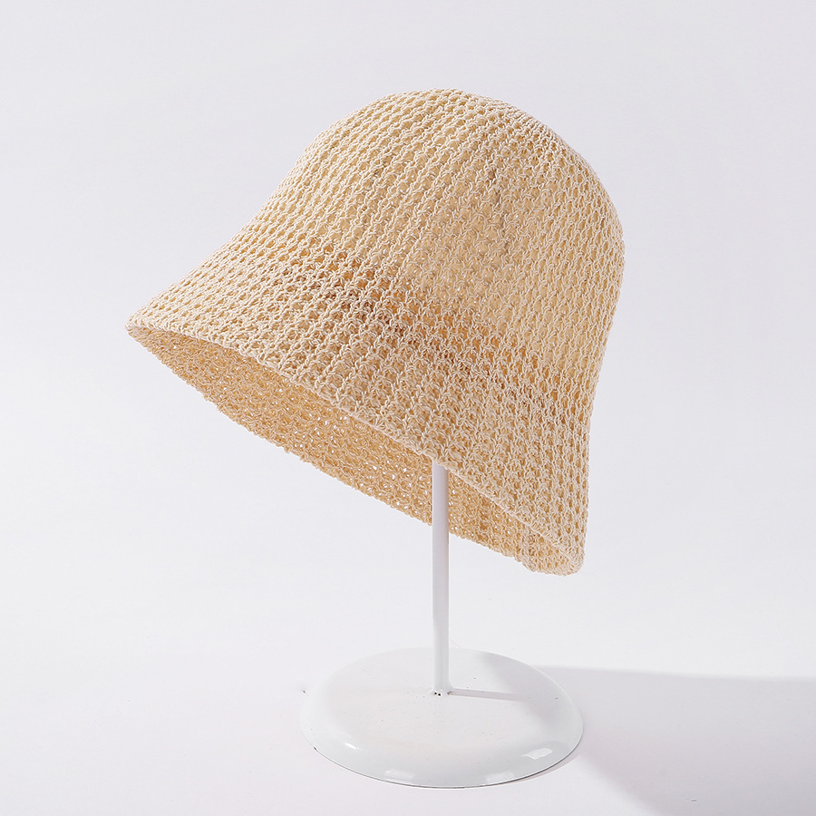 Fashion Mango Yellow Light Plate Knitted Solid Color Sunscreen Fisherman Hat,Sun Hats
