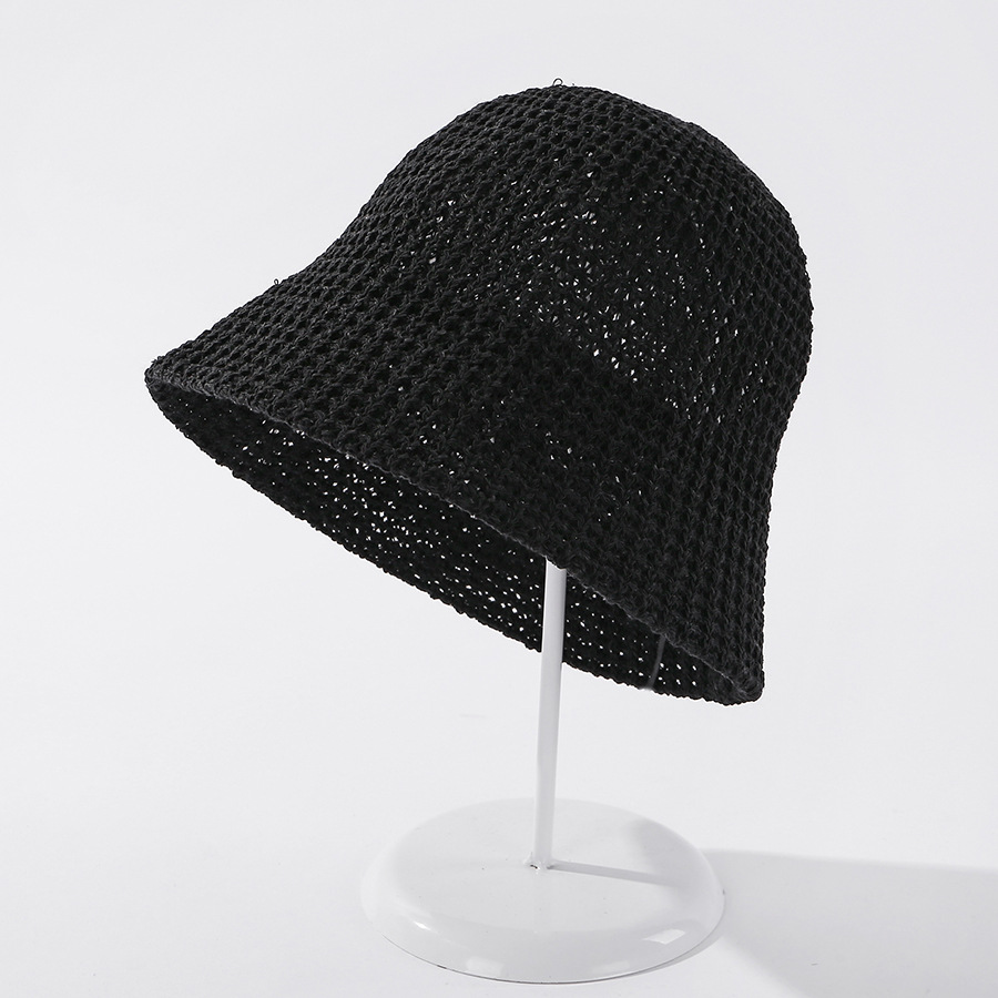 Fashion Black Light Plate Knitted Solid Color Sunscreen Fisherman Hat,Sun Hats