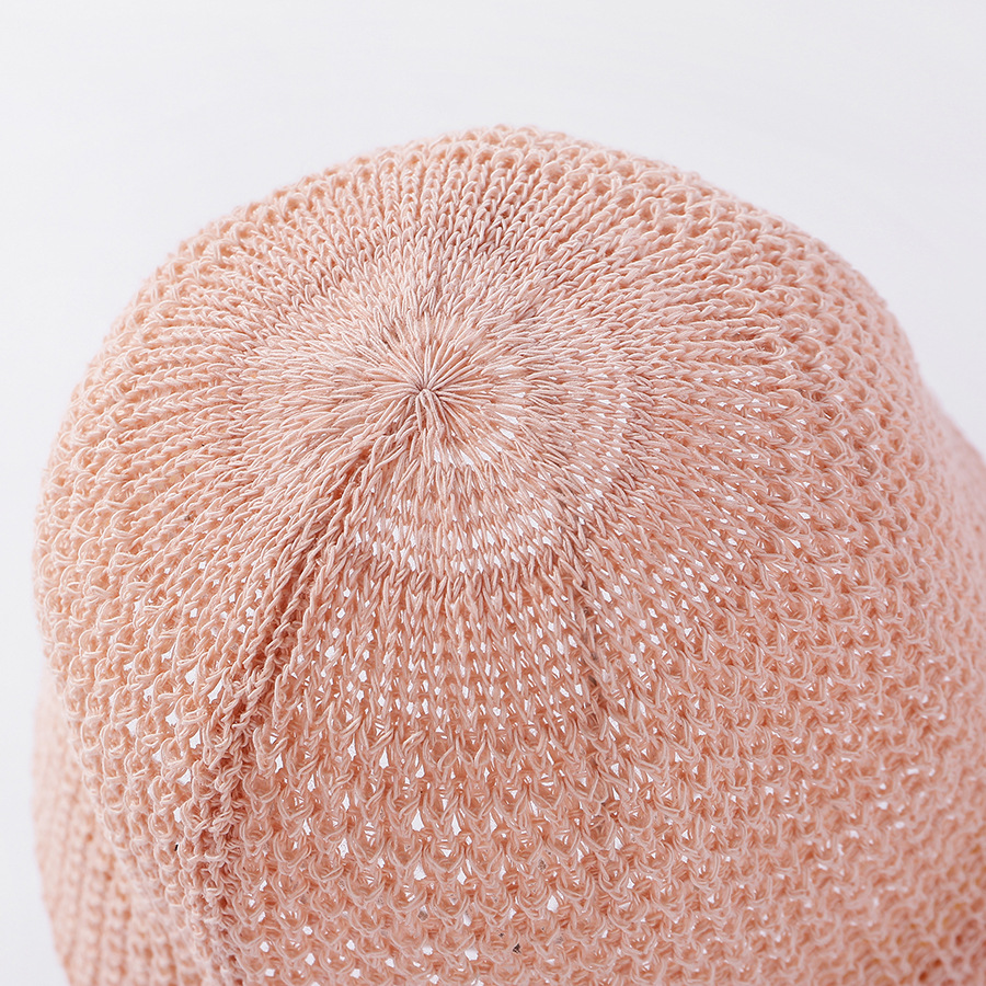 Fashion Pink Light Plate Knitted Solid Color Sunscreen Fisherman Hat,Sun Hats