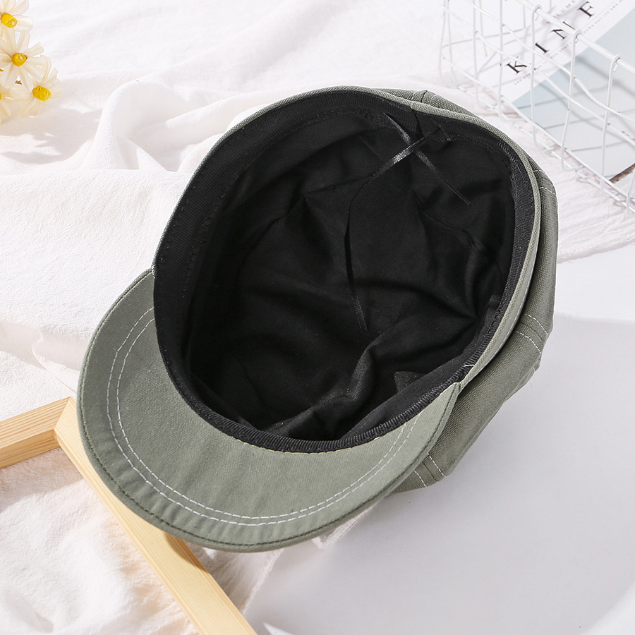 Fashion Milk White Solid Color Stitching Octagonal Cap,Beanies&Others