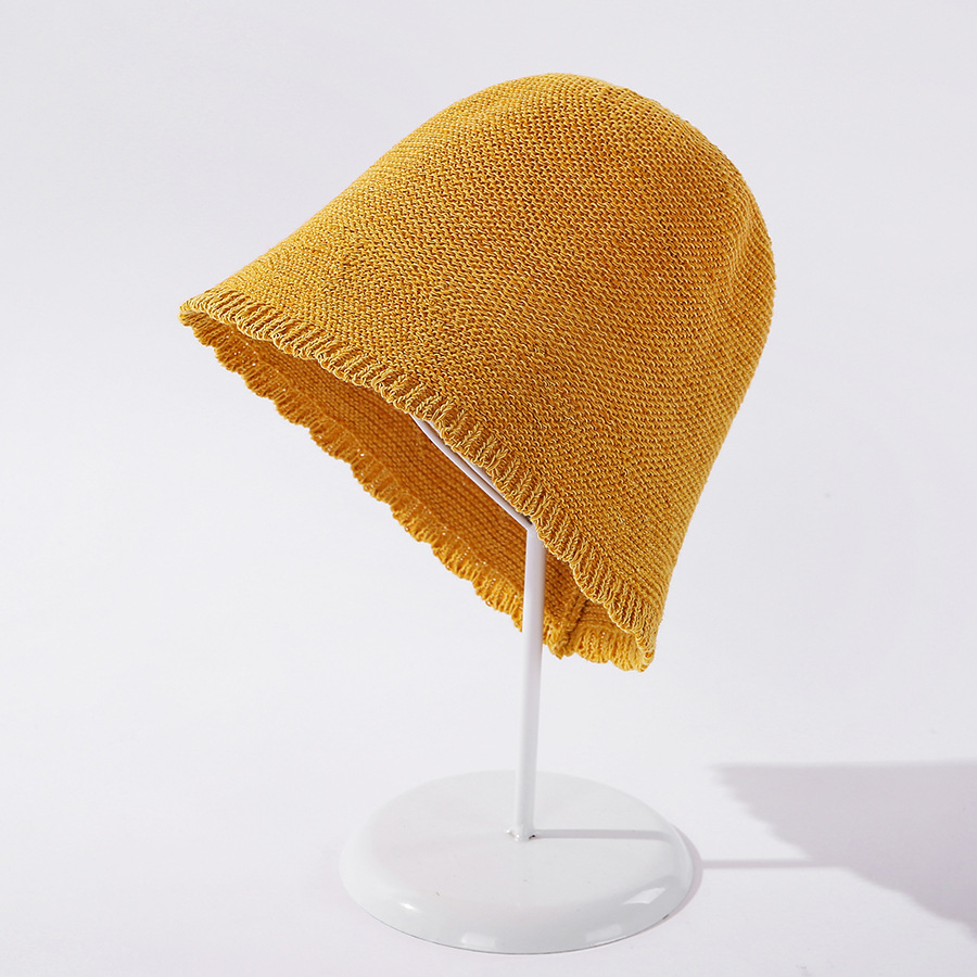Fashion Yellow Lace Knitted Light Board Sunscreen Fisherman Hat,Sun Hats
