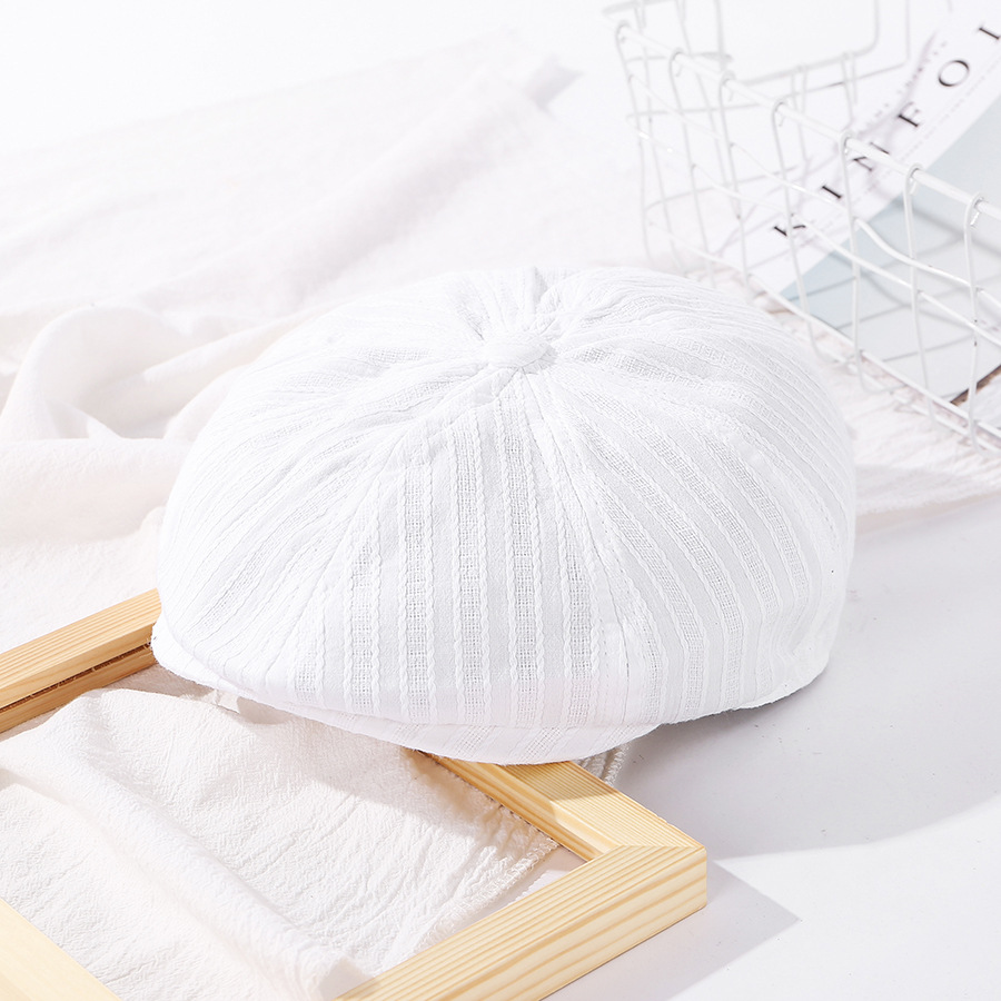 Fashion Milky White Twist Stitching Solid Color Beret,Beanies&Others