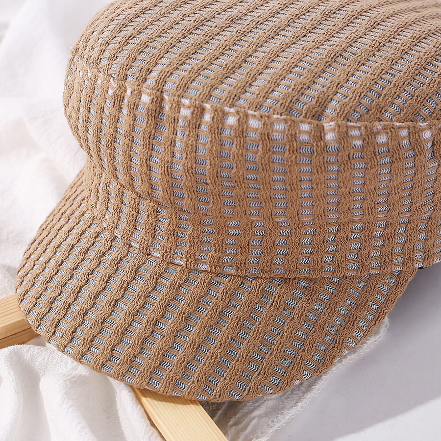 Fashion Beige Cutout Striped Solid Color Hat,Beanies&Others
