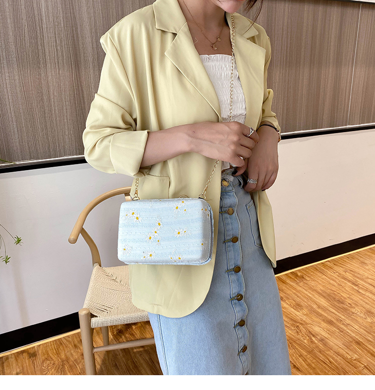 Fashion Yellow Box Chain Printed Shoulder Messenger Bag,Shoulder bags
