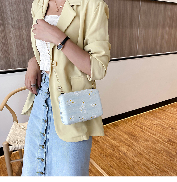 Fashion Yellow Box Chain Printed Shoulder Messenger Bag,Shoulder bags