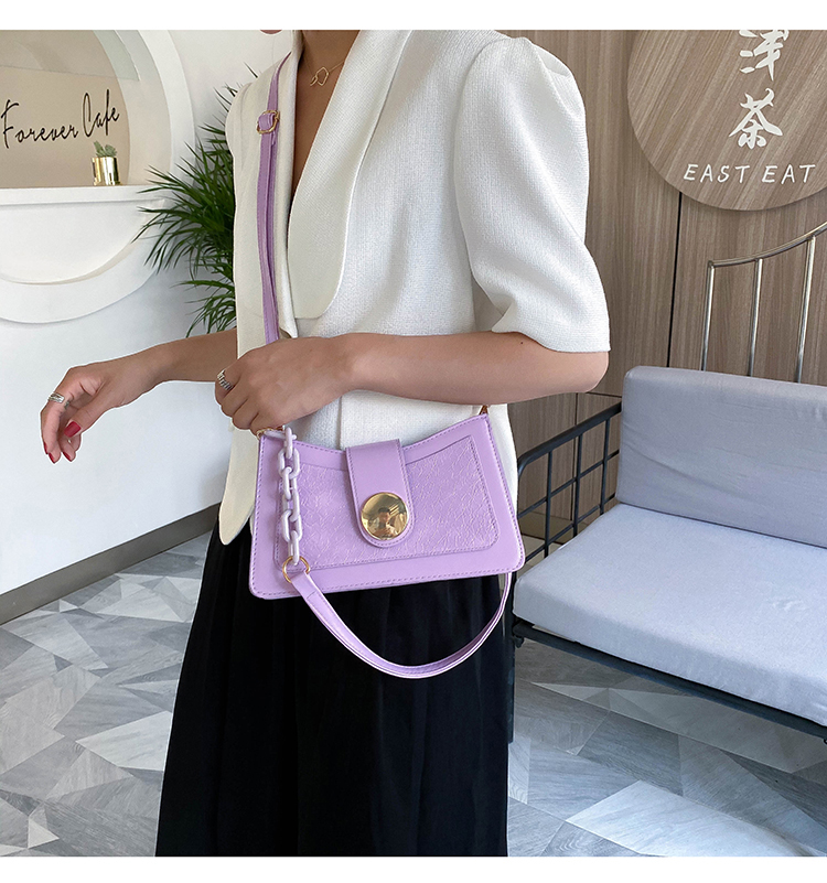Fashion Purple Acrylic Chain Shoulder Bag With Stitching Lock,Shoulder bags