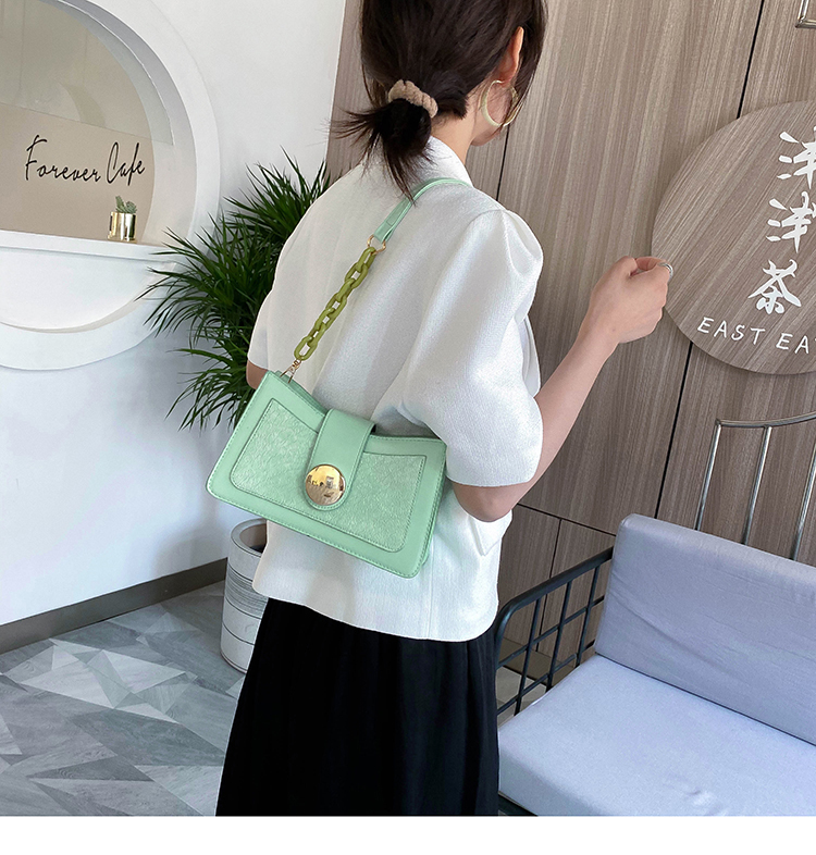 Fashion Green Acrylic Chain Shoulder Bag With Stitching Lock,Shoulder bags