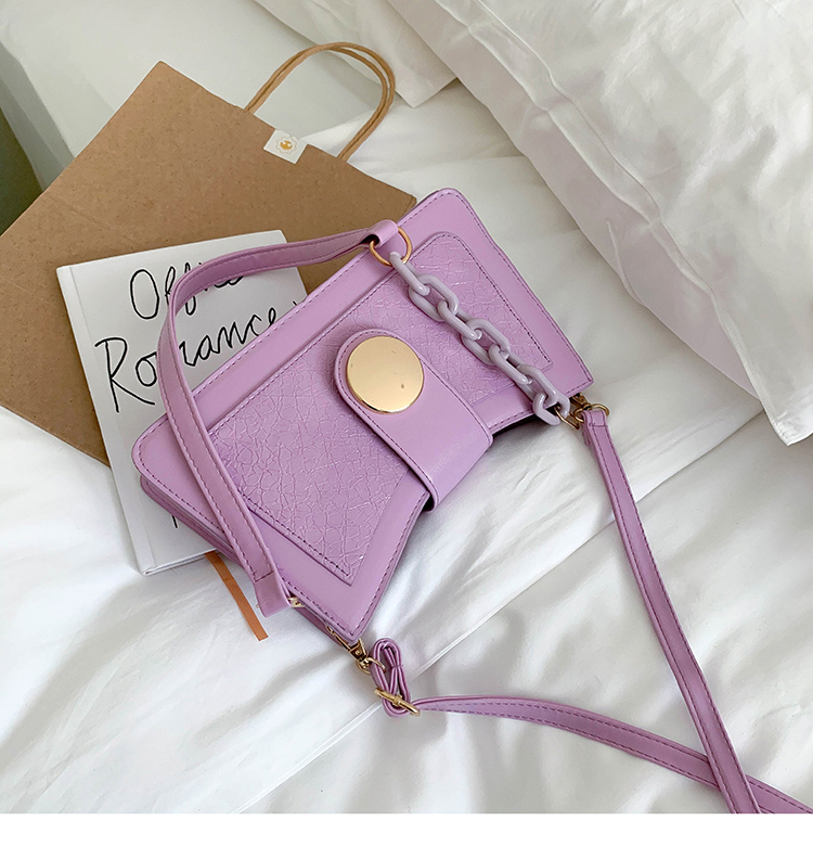 Fashion Purple Acrylic Chain Shoulder Bag With Stitching Lock,Shoulder bags