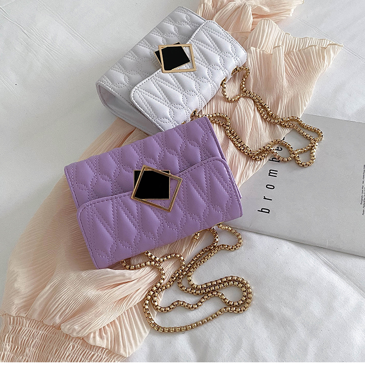 Fashion Purple One-shoulder Diagonal Shoulder Bag With Embroidery Chain Lock,Shoulder bags