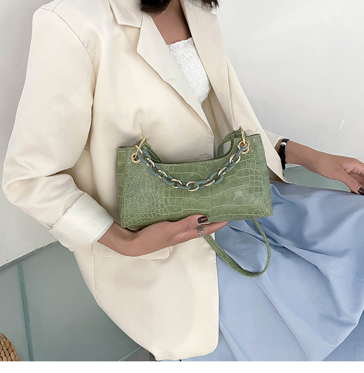 Fashion Green Crocodile Chain Shoulder Bag,Messenger bags