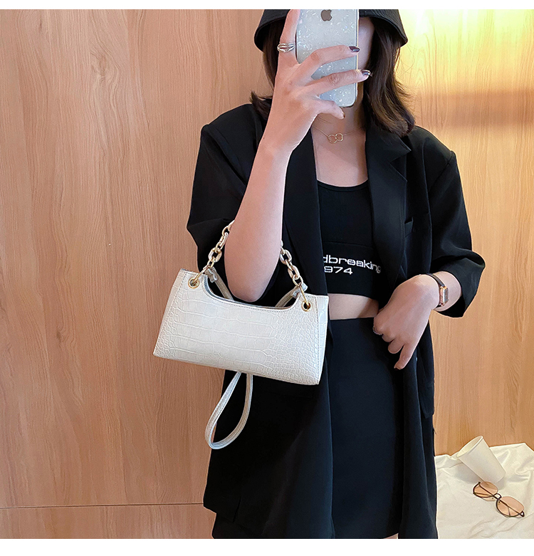 Fashion White Crocodile Chain Shoulder Bag,Messenger bags