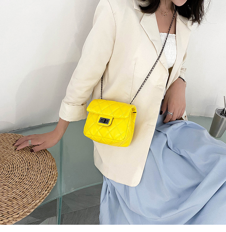 Fashion Yellow Chain Buckle Shoulder Bag,Shoulder bags