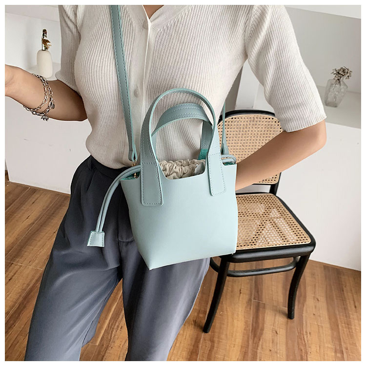 Fashion Blue Drawstring Stitching Shoulder Bag,Shoulder bags