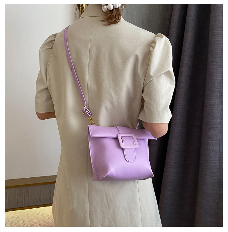 Fashion Purple Belt Buckle Flip Shoulder Messenger Bag,Shoulder bags