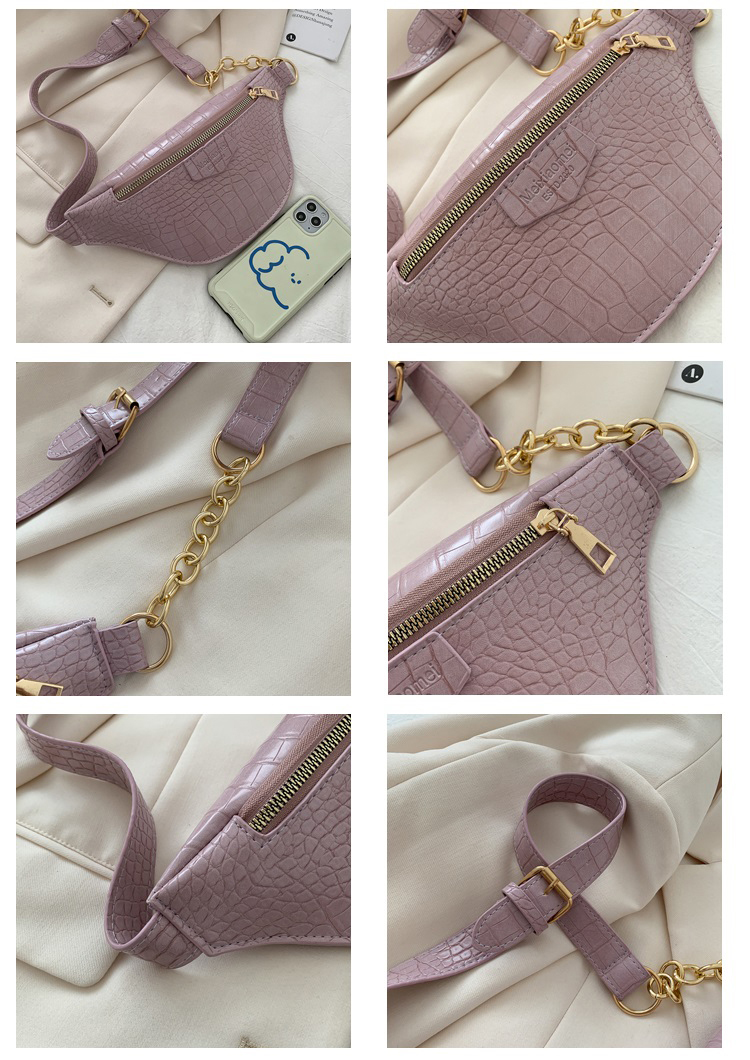 Fashion Purple One-shoulder Cross-body Chest Bag In Stone Chain,Shoulder bags