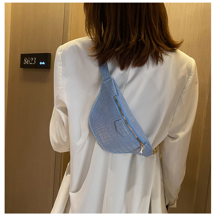 Fashion Blue One-shoulder Cross-body Chest Bag In Stone Chain,Shoulder bags