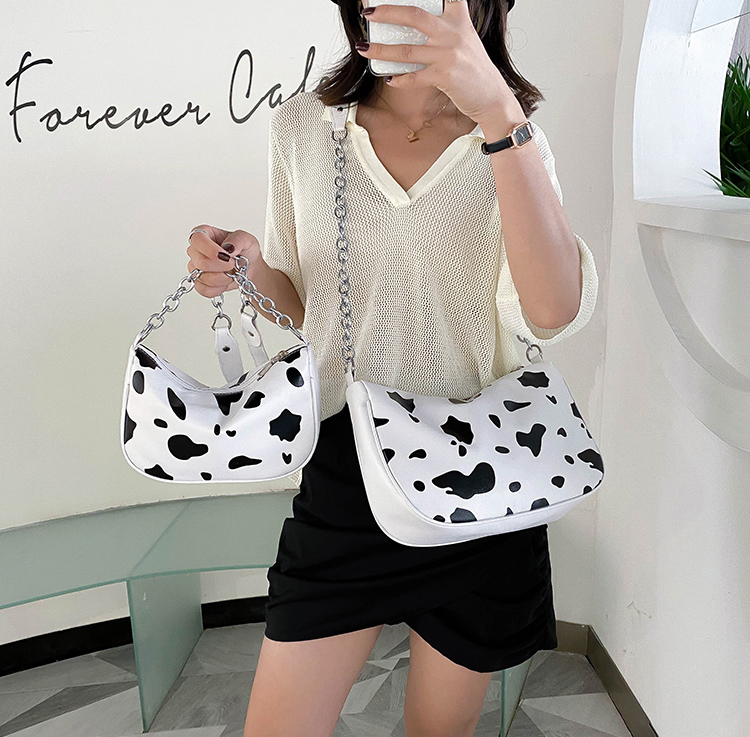 Fashion Big Money Contrast Cow Print Chain Shoulder Crossbody Bag,Shoulder bags